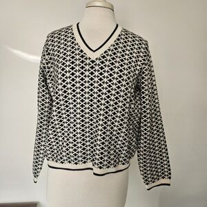 Adrianna Papell Ivory & Black Pattern Knit Size Large